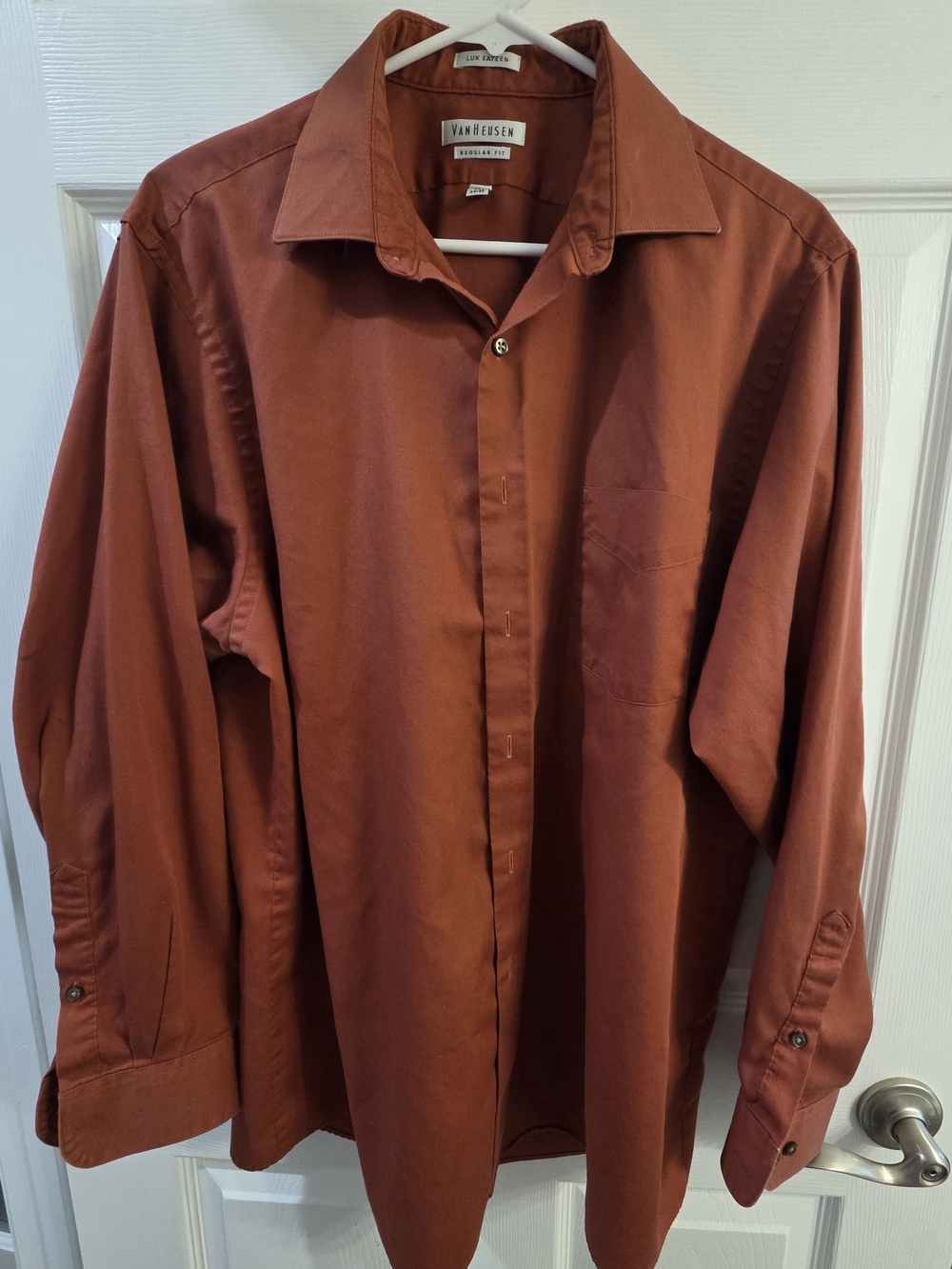 Van Heusen Men's Long-Sleeve Rust Red Dress Shirt